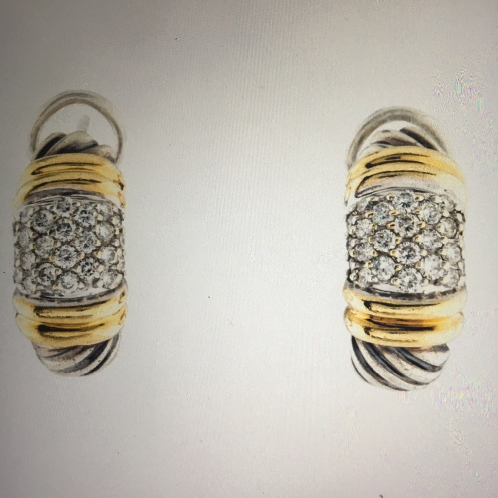 Sold DAVID YURMAN 18K Sterling Diamond Earrings